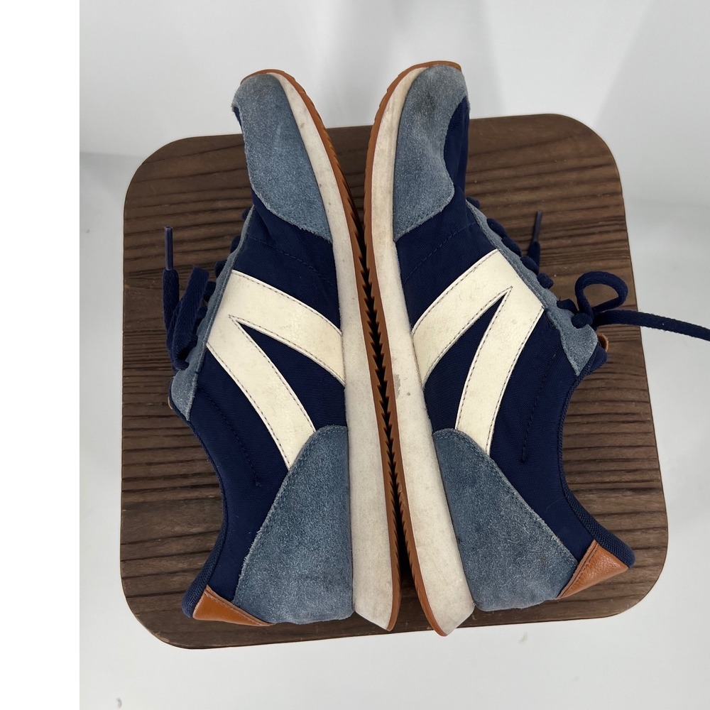Kizik Milan Hands Free Sneakers Men's 10 Navy Blue Suede Retro Runner Slip-On - Picture 5 of 10